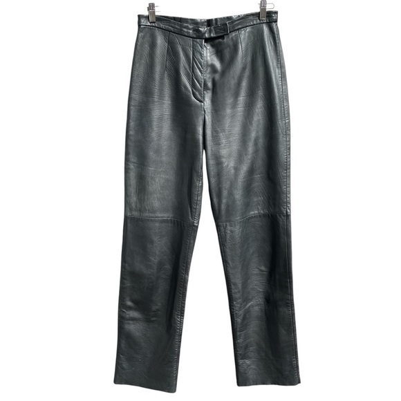 Siena Studio Vintage Soft Leather Pants Seamed Straight Leg High Rise Black 10 - Picture 1 of 16